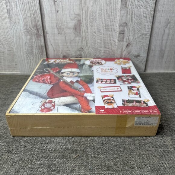 The Elf On The Shelf 7 Christmas Wood Puzzles Set 12-24 pcs with Storage Tray - Picture 5 of 5